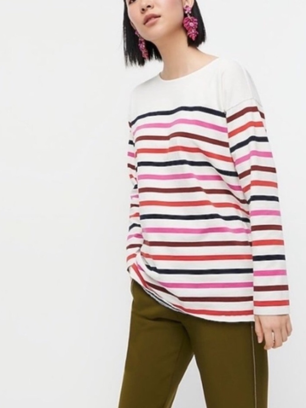 J.Crew Women's Striped Boatneck Cotton Tunic Top Size MEDIUM